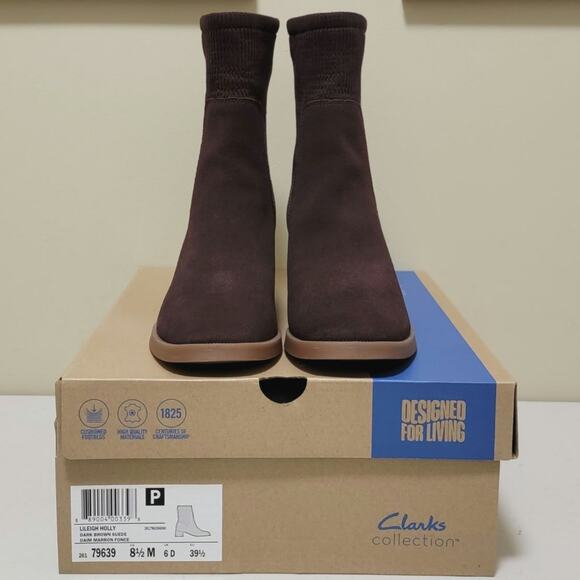 Clarks Women Lileigh Holly Block Heel Mid Calf Booties Size US 8.5M Dark Brown - Picture 7 of 7